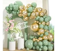 Lot de 110 guirlandes de ballons vert sauge et métallisés en latex pour décoration de fête d'anniversaire, mariage, fête prénatale, 45,7 cm, 30,5 cm, 25,4 cm, 25,4 cm, 25,4 cm, 12,7 cm, vert olive et