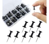 Lot de 110 punaises noires réutilisables avec boîte de rangement en plastique solide antirouille pour liège, tableau d'affichage, tableau d'affichage, école, bureau