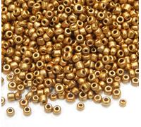 Lot De 1100 Perles De Rocaille En Verre De 4 Mm,6/0,Perles Poney Transparentes,Mini Perles Rondes (Or Mat)