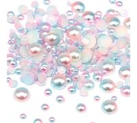 Lot de 1100 perles d'imitation demi-rondes dégradées en ABS Assortiment de tailles 3/4/5/6/8 mm Perles à dos plat pour bricolage (Style 1)