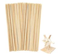 Lot de 111 bâtonnets en bois ronds - Bâtonnets de barbe à papa - Bâtonnets classiques ronds en bois pour travaux manuels, travaux du bois, projets artistiques, décorations, bricolage (300 cm x 3 mm)