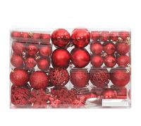Lot de 111 boules de Noël en polystyrène rouge avec étoile, flocon de neige, pointe de sapin de Noël 3-6 cm pour décoration d'arbre, décoration de Noël, l'avent, salon, fenêtre, couronne, suspension