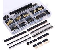 Lot de 112 barrettes mâles et femelles de 2,54 mm-100 barrettes de bouclier empilables et 12 barrettes de broches PCB pour Arduino prototype Shield