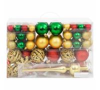 Lot de 112 boules de Noël rouge/vert/doré en polystyrène incassable avec 3 tailles 3, 4, 6 cm, étoile et flocon de neige pour sapin de Noël, fenêtre, couronne, décoration de l'Avent