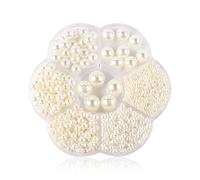 Lot de 1150 Perles, Perles Blanches, Perle Artificielles, Perle Nacrées, avec Trou,Multitailles,3,4,5,6,8,10,12 MM, pour Boucles,Bijoux, Bracelets,Colliers,DIY Artisanat Décoration (Blanc)