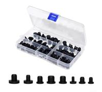 Lot de 118 bouchons en caoutchouc de silicone de type T - 4/5,5/6/6,5/7,5/8/8,5/9,5 mm - Ajustement sécurisé - Pour réparation d'atelier et de maison - Noir
