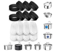 Lot de 12 + 12 filtres pour fontaine à eau pour chat | Triple système de filtration avec charbon actif et mousse | Ajustement universel pour fontaines pour animaux de compagnie, design anti-fuite