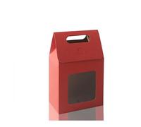 Lot de 12/24/48 sacs cadeaux portables en papier kraft, sacs d'emballage de bonbons de mariage avec fenêtre en PVC transparent, sacs d'emballage pour les entreprises (rouge vin, 48 pièces_13,6 x 8 x