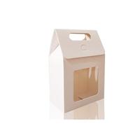 Lot de 12/24/48 sacs cadeaux portables en papier kraft, sacs d'emballage de bonbons de mariage avec fenêtre en PVC transparent pour les entreprises (blanc, 24 pièces_10 x 6 x 15 cm)
