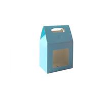 Lot de 12/24/48 sacs cadeaux portables en papier kraft, sacs d'emballage de bonbons de mariage avec fenêtre en PVC transparent pour les entreprises (bleu, 48 pièces_13,6 x 8 x 19,5 cm)