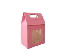 Lot de 12/24/48 sacs cadeaux portables en papier kraft, sacs d'emballage de bonbons de mariage avec fenêtre en PVC transparent pour les entreprises (rose, 24 pièces_13,6 x 8 x 19,5 cm)