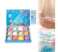 Lot de 12/24 bombes de bain sur le thème de l'océan avec surprise à l'intérieur, coffret cadeau coloré pétillant avec jouets cachés, boules de bain moussantes amusantes(12 pcs)