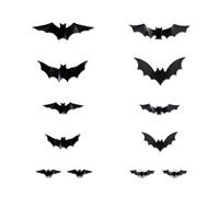 Lot de 12/24 chauves-souris lumineuses 3D d'Halloween à DEL violettes - Décoration d'Halloween à suspendre au mur - Noir