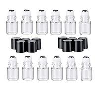 Lot de 12 2ml Mini flacons Roll-on en Verre Transparent Rechargeables vides pour Huile Essentielle Parfum Gloss à lèvres échantillon de Produits cosmétiques avec Bouchon Noir