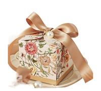 Lot de 12/30 boîtes à bonbons en papier motif floral, idéales for un mariage, anniversaire ou la Saint-Valentin Pour InvitéS - Mariage, BaptêMe(Champagne,12pcs)