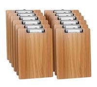 Lot de 12 A4 Porte-Blocs en Bois avec Pince,Clipboard Planchettes à Pince | Porte-Formulaires Avec Trou de Suspension Pour Bureau, Salle de Classe, le Restaurant