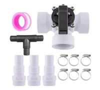 Lot de 12 accessoires de filtre à sable avec valves de dérivation 3 voies adaptateurs ABS et 6 pinces métalliques pour l'entretien de la piscine Ruban d'étanchéité pour systèmes