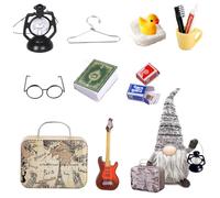 Lot de 12 Accessoires de Lutin Miniatures - Décoration de Noël pour Porte et Maison de Poupée 1/12 - DIY Voyage avec Seins Dentifrice, Livres, Lunettes