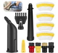 Lot de 12 accessoires pour nettoyeur vapeur Kärcher Easyfix SC1 SC2 SC3 SC4, buse manuelle, kit de rechange avec buse allongée, brosse ronde, brosse à joints, chiffons en microfibre, grattoir pour