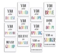 Lot de 12 affiches murales inspirantes avec citation motivationnelle aquarelle - 20,3 x 25,4 cm - Impression sur toile non encadrée - Pour chambre d'enfant - Décoration moderne