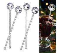 Lot de 12 agitateurs à cocktail, boule disco pour boisson