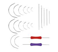 Lot de 12 aiguilles courbées, 2 crochets à double tête, 7 aiguilles multifonctionnelles, ensembles d'aiguilles à coudre, ensembles d'aiguilles à coudre en cuir, aiguilles à coudre incurvées