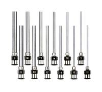 Lot de 12 aiguilles distributrices en acier inoxydable à pointe émoussée Luer Lock de 5 cm - Calibre 8, 10, 12, 14, 16, 18.