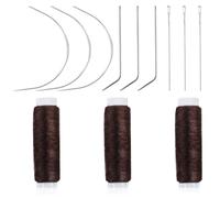 Lot de 12 aiguilles et fil à tisser pour cheveux - Kit d'outils professionnels pour extensions de cheveux - Aiguille incurvée - Fil tissé pour la fabrication d'une perruque - Marron