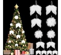 Lot de 12 ailes d'ange blanches décoratives blanches - Pendentif ailes d'ange - Décoration de Noël - Ailes d'ange - Plumes - Décoration de Noël pour sapin de Noël - Artisanat DIY