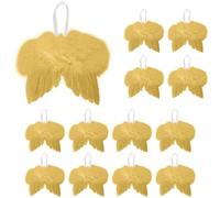 Lot de 12 ailes d'ange dorées - Mini ailes d'ange - Décoration de sapin de Noël - Plume d'ange pour décoration de Noël, mariage, fête prénatale, bricolage