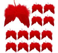 Lot de 12 ailes d'ange rouges - Mini ailes d'ange - Décoration de sapin de Noël - Plume d'ange pour décoration de Noël, mariage, fête prénatale, bricolage