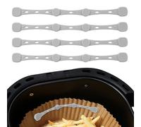 Lot de 12 aimants Airfryer pour papier sulfurisé, boucles en silicone résistantes aux hautes températures, pour cuisiner et cuire dans la friteuse à air chaud, empêche le glissement (gris)