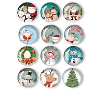 Lot de 12 aimants de Noël pour réfrigérateur - Décoration Noel, Autocollants pour travaux manuels, cuisine, école, bureau, voiture, tableau blanc, armoire, lave-vaisselle (3 cm)