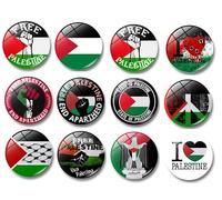 Lot de 12 aimants de réfrigérateur en verre cristal avec drapeau de la Palestine