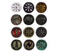 Lot de 12 aimants de réfrigérateur en verre - Symbole païen nordique - Aimants runiques pour réfrigérateur - Pour photos et notes en papier - Accessoires de décoration viking pour homme