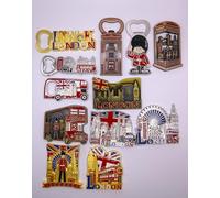 Lot de 12 aimants « I Love London » - Souvenir - Aimant de réfrigérateur et décapsuleur - Union Jack London - Aimants pour accessoires de maison et de cuisine ou objets de collection avec Big Ben et