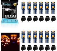 Lot De 12 Ampoule T5 Led Ambre Avec Douille 12v 20lumens 3smd 3030 - Auto Ampoule Tableau De Bord, Compatible W1.2w 2721 2723 74 37 286 Pc74 Pc37[Car8300498]