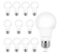 Lot de 12 ampoules LED A19 à intensité variable, lumière du jour 5000 K, efficacité 9 W, équivalent à 60 W, 800 lumens, culot moyen E26, homologuées ETL/UL