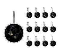 Lot de 12 anneaux de rideau de douche avec motif d'ours noirs Mon Love pour salle de bain