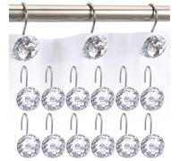 Lot de 12 Anneaux de Rideau de Douche en Acier Inoxydable avec système de Glissement pour Rideau de Douche, Crochet en acrylique transparent pour pierres précieuses, Crochets Simples