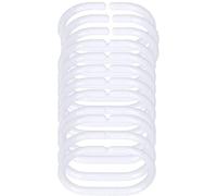 Lot de 12 anneaux de rideau de douche en plastique pour installation de rideau de bain, blanc, traitement pratique