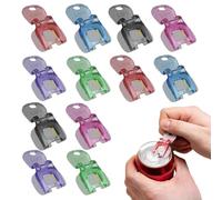 Lot de 12 anneaux d'ouverture de bière colorés - Anti-fuite - Taille de 7,6 cm - Protection des mains pour le camping, les activités de plein air, la cuisine, la maison, les fêtes - Multicolore