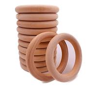 Lot de 12 anneaux en bois naturel de 70 mm pour macramé, sans peinture, lisses et bruts, pour la création de pendentifs et autres loisirs créatifs.