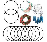 Lot de 12 Anneaux Métal 15cm - Noir pour Attrape-Rêves, Décoration Murale & Art Floral - Cercles DIY Bricolage et Créations Manuelles