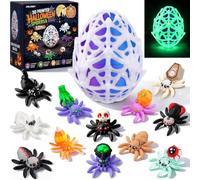 Lot de 12 araignées articulées mobiles pour Halloween - Mini figurines | JOLCEEY Ensemble d'araignée imprimé en 3D pour Halloween, grand œuf lumineux en toile d'araignée, animaux 3D pour collection