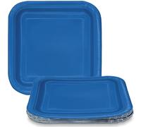 Lot de 12 assiettes à dessert carrées en carton - 17,8 cm - Bleu roi