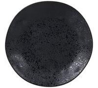 Lot de 12 assiettes DENA de présentation, plat à servir en porcelaine noir - Diamètre 27 x hauteur 2 cm Noir G