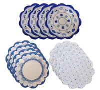 Lot de 12 assiettes en carton de 18 cm en porcelaine bleue et blanche de style (4 assiettes en carton de 18 cm avec pétales de fleurs, 4 assiettes en porcelaine bleue et blanche mélangées)