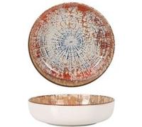Lot de 12 assiettes LUNA rondes, bol de Service creuses pour soupe, desserts, salades et snacks en Porcelaine multicolore - -
