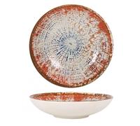 Lot de 12 assiettes LUNA rondes, plats de Service de Table creuses pour soupe pâtes dessert en Porcelaine multicolore - diamètre 21 x Hauteur 4,5 cm - VISIODIRECT - Multicolore G